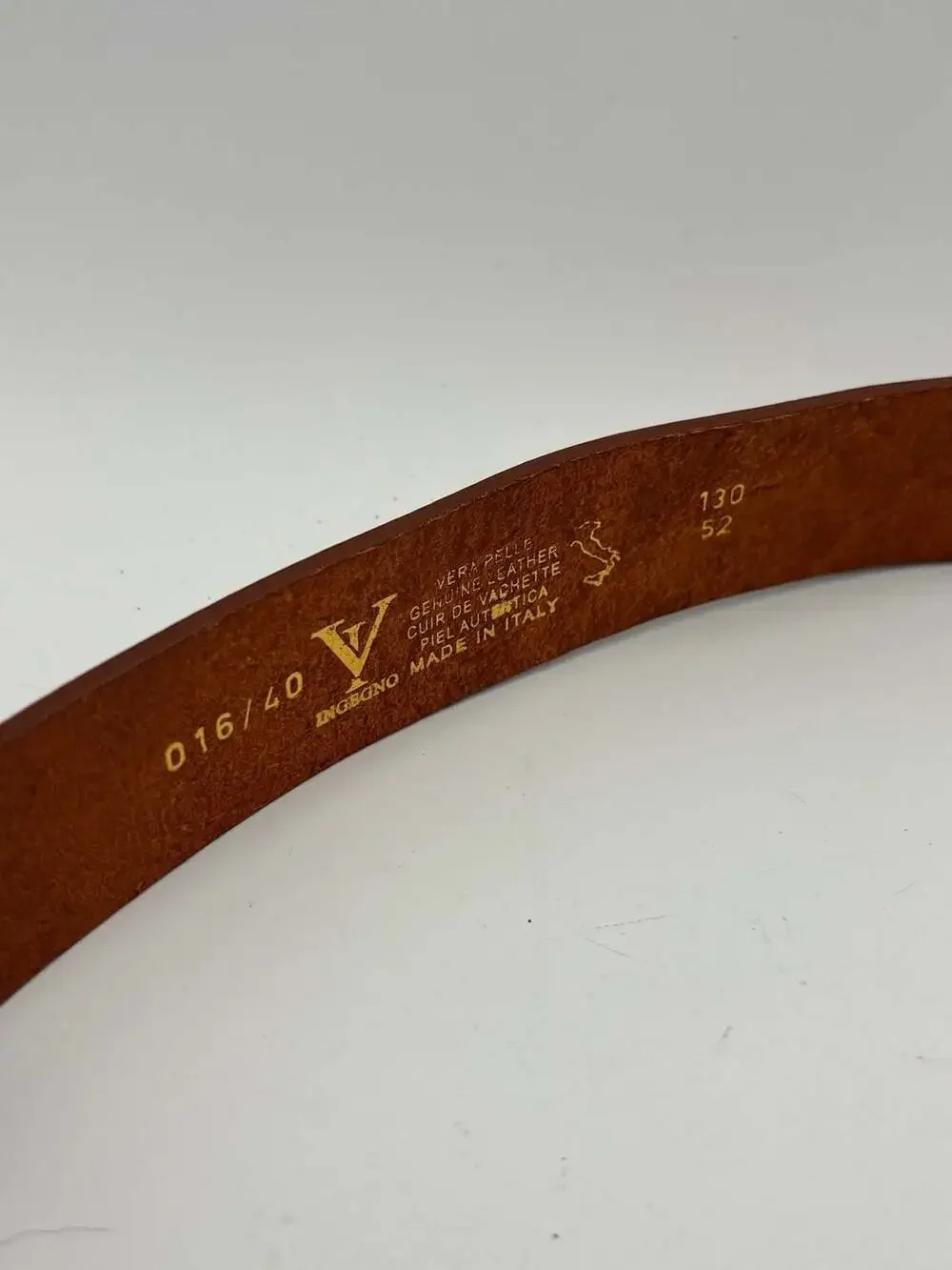 Ingegno Genuine Leather Embossed Pattern Brown Belt Made In Italy